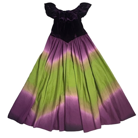 Beautiful Velvet And Ombré Off Shoulder Ruffle A-Line Maxi Dress - Picture 5 of 15